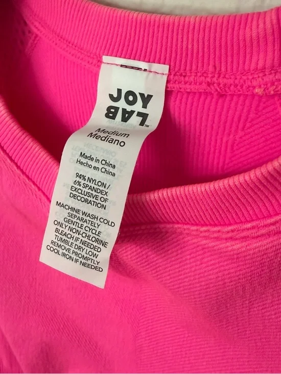 JoyLab Hot Pink Cropped Mesh Sleeve Tee - Picture 3 of 3
